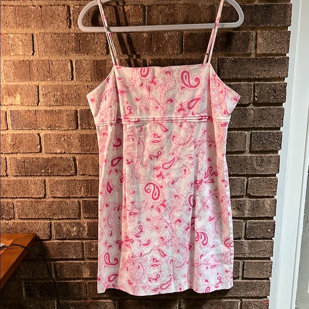 Pink Paisley Spaghetti Strap Paisley Print Dress Size 12 Cotton Spandex Blend